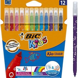 BIC Kids Kid Couleur Ultra Yıkanabilir Keçeli Boya Kalemi 12 Renk