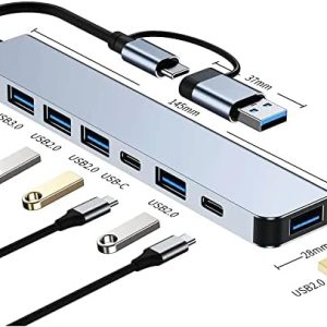 Çoklayıcı Adaptör 7 in 1 USB/Type-c To USB A, USB C Macbook uyumlu Çevirici Adaptör Çok Portlu Çoklayıcı 7 in 1 USB HUB (Gri)