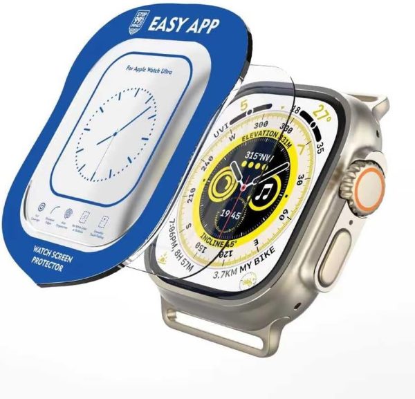 Coverzone Apple Watch Ultra ile uyumlu 49mm Easy Temperli Cam Apple Watch Ultra ile uyumlu Ekran Koruyucu Renksiz