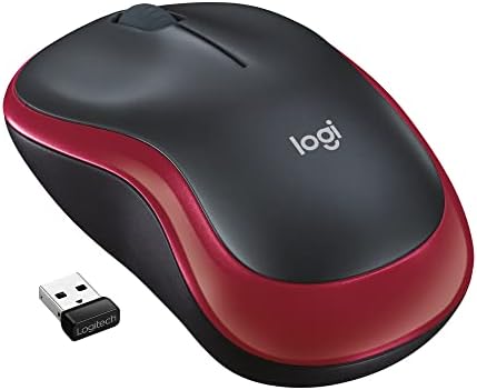 Logitech M185 Kablosuz Mouse, PC, Mac, Dizüstü Bilgisayar için, USB Mini Alıcı ile 2.4GHz, 1000 DPI Optik, 12 Ay Pil Ömrü, Sağ ve Sol Elle Kullanıma Uygun, Kırmızı