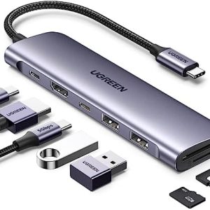 UGREEN USB C Hub 4K HDMI, 100W PD, USB C ve 2 USB A 3.0 Veri Bağlantı Noktası, SD/MicroSD USB C Adaptörü MacBook Pro/Air, iPad Pro/Air, Surface Pro/Go, Galaxy S23, Buhar Destesi ile Uyumlu vesaire.