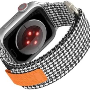 Coverzone Apple Watch ile uyumlu Kayış 42/44/45/49mm Tra-vell Lopp Spor Esnek Çırt Çırt Metal Tokalı New Adventure Silikon Kordon Siyah-Beyaz