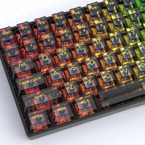 Coverzone Leaven K840 Type-C Kablolu Klavye Led RGB 104 Tuşlu Şeffaf Tuş Takımı Gökkuşağı Renler Mekanik Oyuncu Işıklı Klavye Ergonomik Tasarım Gaming Keyboard (Kırmızı Switch - Siyah Şeffaf)