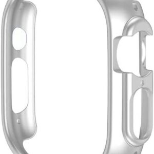 Coverzone Apple Watch Ultra ile Uyumlu 49mm ile uyumlu PC Çerçeve Tam Koruyucu Kılıf, Apple Watch Ultra ile Uyumlu 49mm ile uyumlu Köşeleri Kapatan Koruyucu Gümüş