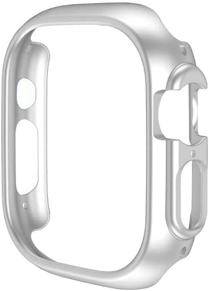 Coverzone Apple Watch Ultra ile Uyumlu 49mm ile uyumlu PC Çerçeve Tam Koruyucu Kılıf, Apple Watch Ultra ile Uyumlu 49mm ile uyumlu Köşeleri Kapatan Koruyucu Gümüş