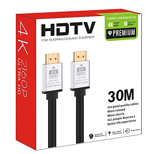 Coverzone Hdmi Kablo 30 Metre 4K HDTV 2160P 18Gbps Premium Altın Kaplama Uç Yüksek Hızlı Aktarım Plasma Lcd Pc Ses Ekipmanları 30 Metre