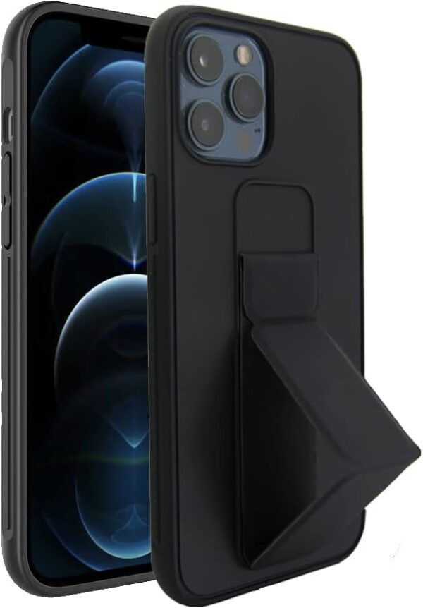 Coverzone iPhone 11 ile uyumlu Kılıf Mat Pürüzsüz Stand olabilen Toz ve Kirden Koruyan V şeklindeki standı tutuşlu Kamera çıkıntılı Kılıf Diaphanouss Kapak, Siyah
