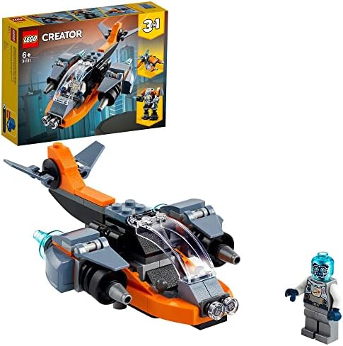 LEGO Creator 3’ü 1 Arada Siber İnsansız Hava Aracı 31111-6 Yaş ve Üzeri Çocuklar İçin Siber İnsansız Hava Aracı, Siber Robot ve Siber Motosiklet İçeren Yaratıcı Oyuncak Yapım Seti (113 Parça)