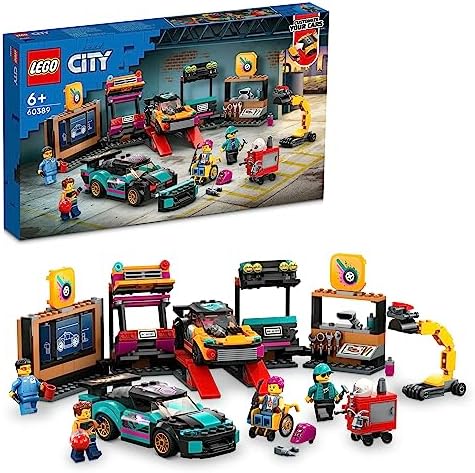 LEGO® City Araç Modifiye Atölyesi 60389-6 Yaş ve Üzeri Çocuklar için 2 Kişiselleştirilebilir Araba İçeren Oyuncak Yapım Seti (507 Parça)