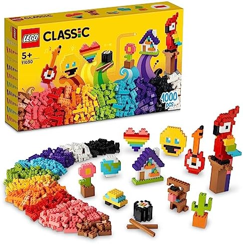 LEGO® Classic Bir Sürü Yapım Parçası 11030-5 Yaş ve Üzeri Çocuklar için Çiçek, Model ve Emojiler gibi Bir Çok Model İnşa Edebileceğiniz Renkli, Yaratıcı Oyuncak Yapım Seti (1000 Parça)