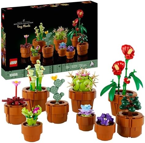 LEGO® Icons Minik Bitkiler 10329 - Yetişkinler için Dekoratif, Koleksiyonluk ve Sergilenebilir Yaratıcı Çiçek Model Yapım Seti (758 Parça)