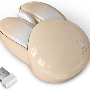 Mofii Wireless Mouse Renkli Tavşan Tasarım Kablosuz Sessiz Bilgisayar Notebook Laptop için Fare USB Nano Receiver Mouse Tak Çalıştır 9.2cm x 6cm (Kahverengi)