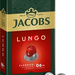 JACOBS – Lungo 6 Classico – Orta Yoğunluk – Hafif ve Kadifemsi – Espresso Kapsülleri – 10 alüminyum kapsül – MaviKutu
