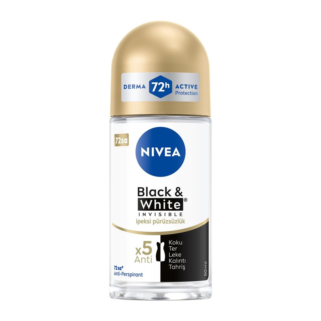 NIVEA Kadın Roll On Deodorant Black&White Invisible İpeksi Pürüzsüzlük 72 Saat Anti-perspirant Koruma 50ml – MaviKutu