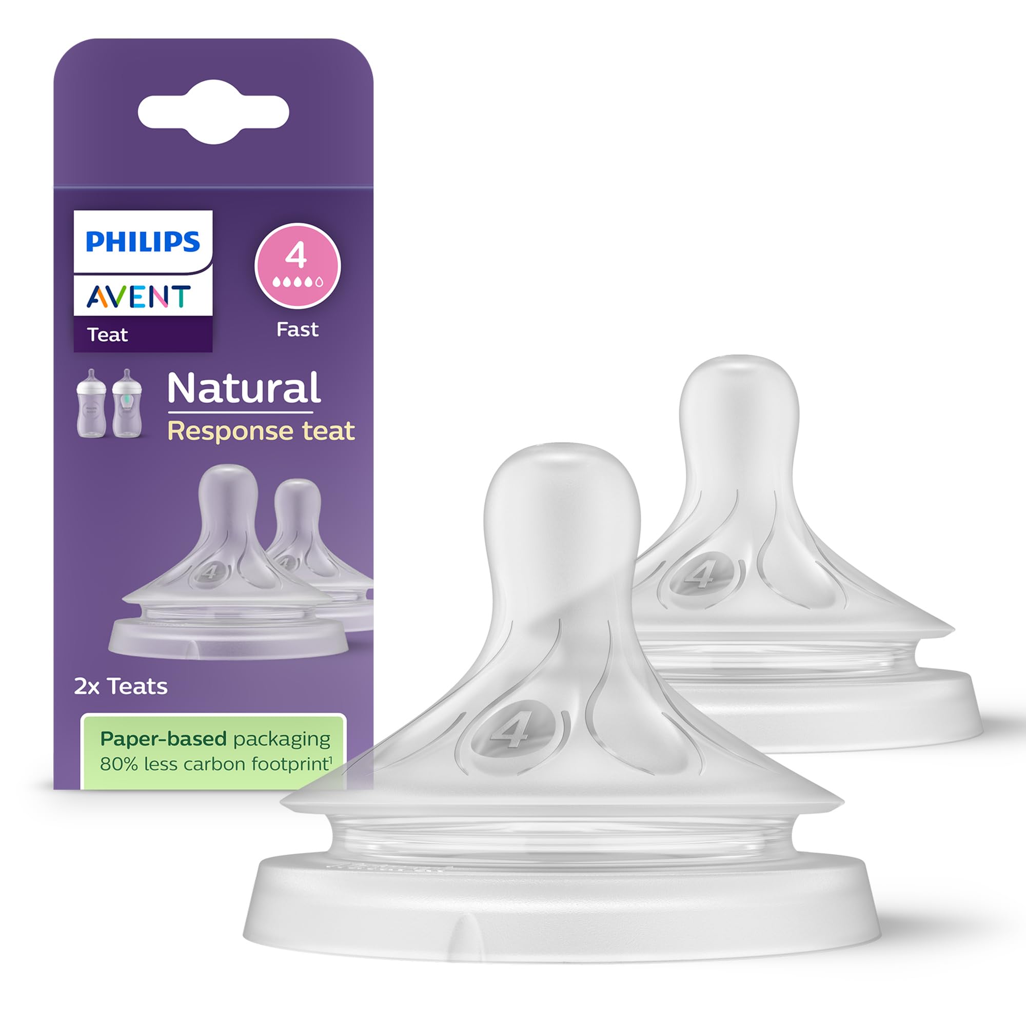 Philips Avent Doğal Tepkili Biberon Emziği, 2’li Paket, 3 Ay+, 4 Numara, Akıtmaz Emzik, Kolik ve Gaz Önleyici, BPA İçermez, SCY964/02 – MaviKutu