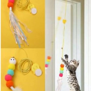 Tineke Elastik Kendinden Yapışkanlı Renkli Kedi Oyun Oltası Kedi Oyuncağı Yapışkanlı Olta Eğitim Oyuncağı – MaviKutu