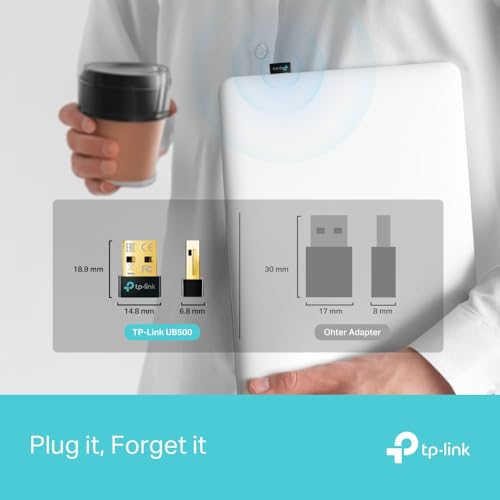 TP-Link UB500, Bluetooth 5.3, (PC dizüstü bilgisayar masaüstü bilgisayar için, Windows 10/8.1/8/7 Plug & Play destekler), Nano USB Bluetooth Adaptör – MaviKutu