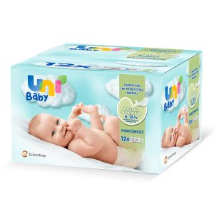 Uni Baby Hassas Dokunuş Islak Mendil 12*52 Yaprak – MaviKutu