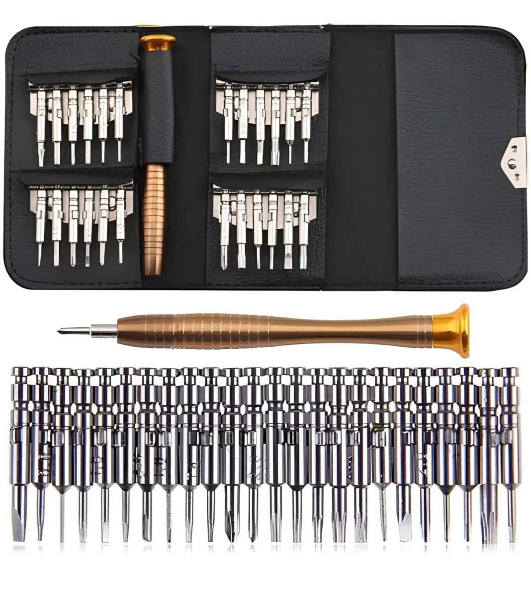 Busstier 25 Parça Tornavida Tamir Seti, Deri Cüzdan Kılıflı, Bilgisayar, Telefon ve Saat Tamir Kiti – MaviKutu