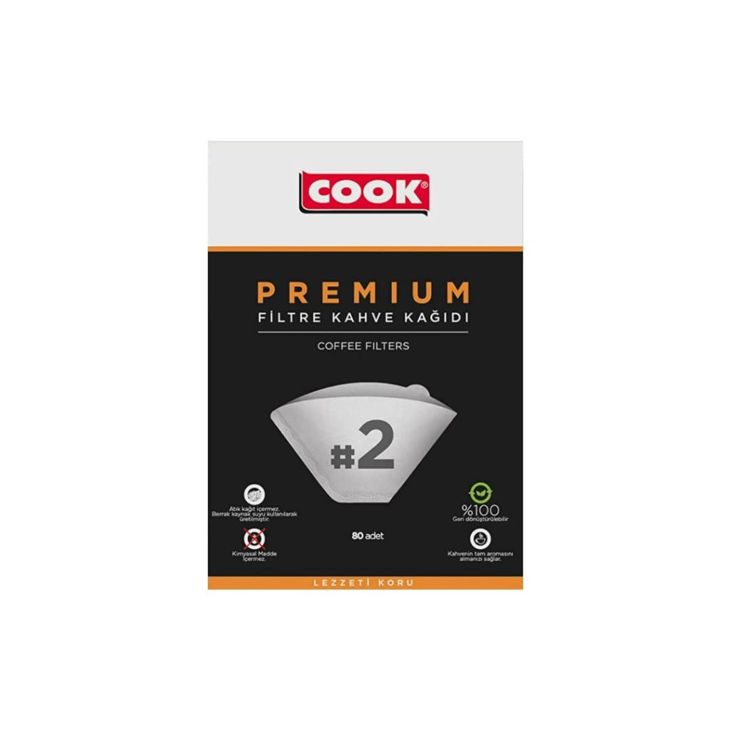 COOK Premium Filtre Kahve Kağıdı – Ebat 2, 80 adet – MaviKutu