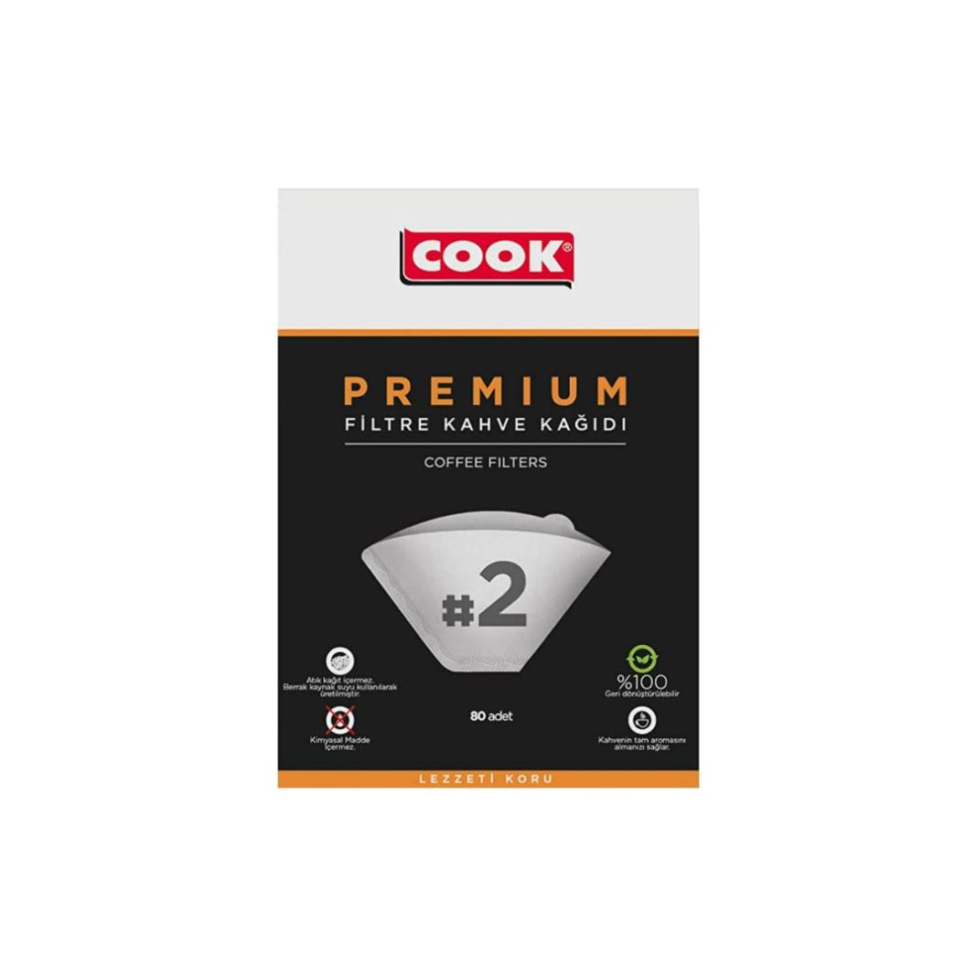 COOK Premium Filtre Kahve Kağıdı – Ebat 2, 80 adet – MaviKutu