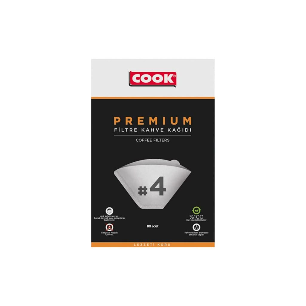 COOK Premium Filtre Kahve Kağıdı – Ebat 4, 80 adet – MaviKutu