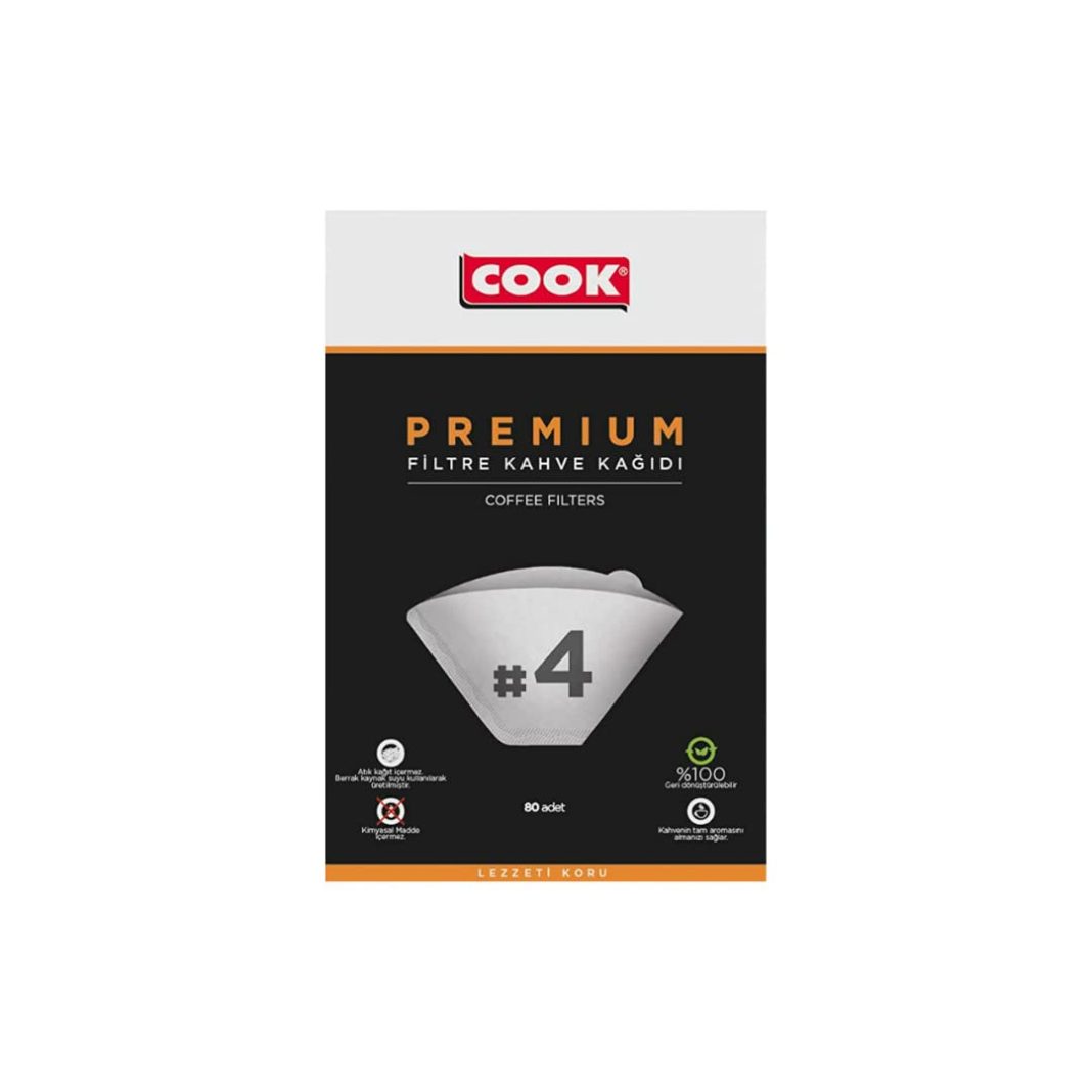 COOK Premium Filtre Kahve Kağıdı – Ebat 4, 80 adet – MaviKutu