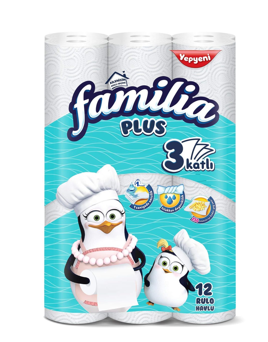 Familia Plus 3 Katlı 12'li Kağıt Havlu (1 x 12 Adet) – MaviKutu