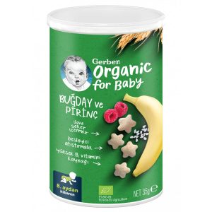 Gerber Organik Pirinçli, Buğdaylı, Muzlu ve Ahududulu Bebek Atıştırmalığı 35 g – MaviKutu
