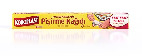 Koroplast Hazır Kesilmiş Pişirme Kağıdı 16 adet 42×37 cm, Helal Sertifikalı BPA İçermez, Fırında Tavuk, Et, Tatlı, Börek Pişirmek için Yüksek Isıya Dayanıklı Hazır Fırın Pişirme Kağıdı Yapışmaz Yanmaz – MaviKutu