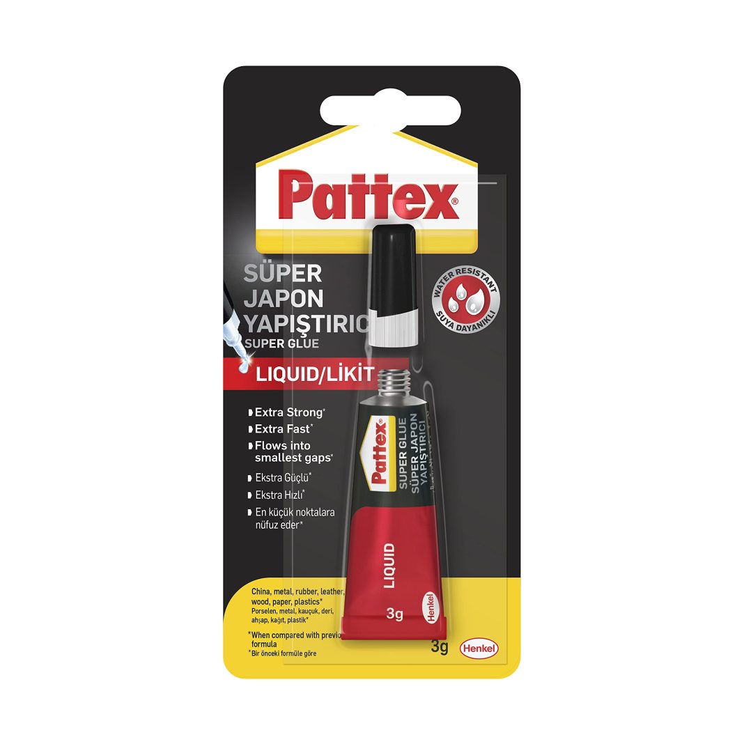 Pattex Süper Yapıştırıcı, Kaliteli Onarımlar için Çok Amaçlı Güçlü Yapıştırıcı, Özel Kapağıyla Kolay Kullanımlı Hızlı Yapıştırıcı, 1x3g – MaviKutu