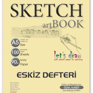 Sahra A5 Eskiz Defteri – 90 gr. 100 yaprak Spiralli Kaliteli Sanatçı Çizim Defteri – MaviKutu