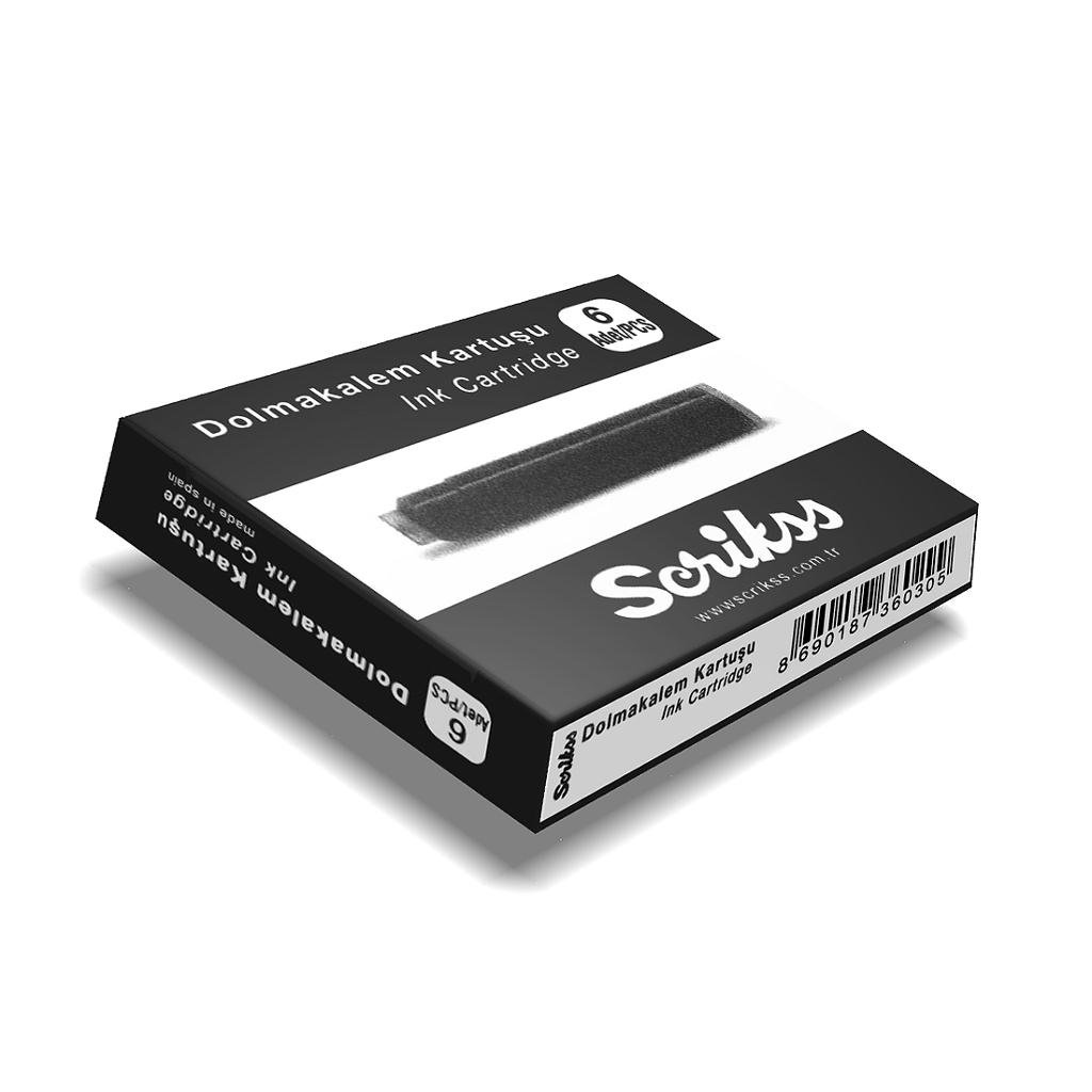 Scrikss Kartuş Dolma Kalem Kartuşu 6'lı Paket Siyah – MaviKutu