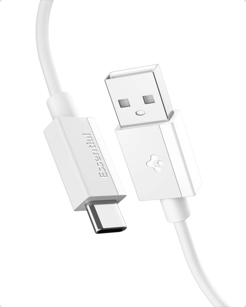 Spigen USB-A to USB-C 1 Metre Kablo 60W Güç/Hızlı Şarj / 480 Mbps Data Aktarım Hızı Type-C Ekstra Dayanıklı White – ACA08715 – MaviKutu