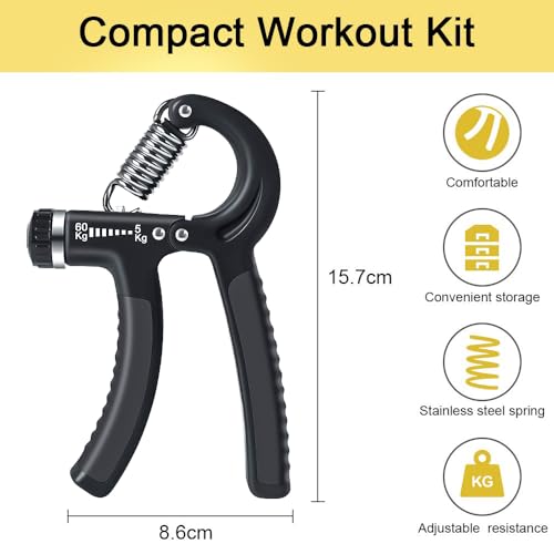 Vicloon 5 Parça Set Kavrama Güçlendirici, 5-60 kg Ayarlanabilir El Kavrama Güçlendirici, Monitörlü, Parmak Sedyesi, Stres Giderici Kavrama Topu, Sporcular ve Müzisyenler için – MaviKutu