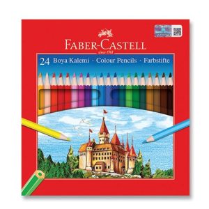 Faber-Castell Karton Kutu Boya Kalemi, 24 Renk, Yumuşak ve Canlı Renkler, Kolay Açılır, Kırılmaya Dayanıklı Uçlar, Uç Kırılmasına Karşı Dayanıklılığı Artıran Özel Yapıştırma Sistemi – MaviKutu