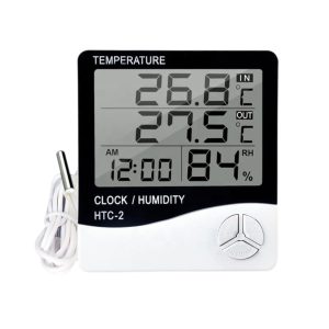 HTC-2 Dijital Termometre Sıcaklık Ve Nem Ölçer Higrometre Masa Alarm, Problu Dijital Termometre, Problu Sıcaklık ve Nem Ölçer – MaviKutu