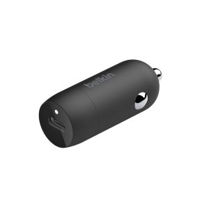 Belkin BoostCharge 30W Hızlı Araç Şarj Cihazı, USB-C Güç Dağıtım Portlu Kompakt Tasarım, iPhone 16, 15, Samsung Galaxy S23, Note, Pixel vb. için Evrensel Uyumluluğa Sahip USB Araç Şarj Cihazı – Siyah – MaviKutu