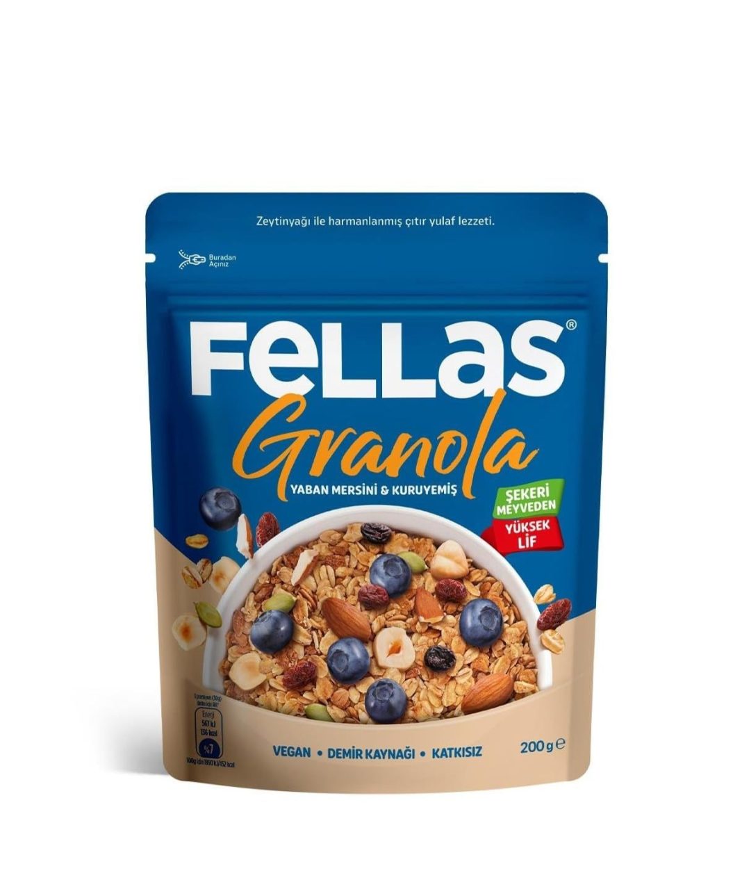 Fellas Granola Yaban Mersini ve Kuruyemiş 200 gr – MaviKutu