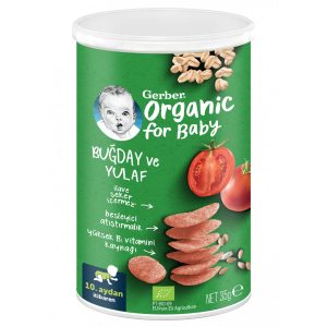 Gerber Organik Buğday ve Yulaflı Domates, Havuç ve Soğanlı Bebek Atıştırmalığı 35 g – MaviKutu
