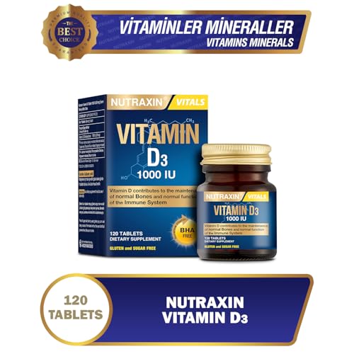 Nutraxin D3K2 120 Tablet – 1000 Iu D3 Vitamini, 25 Mcg K2 Vitamini – MaviKutu