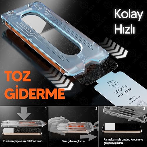 URUCHI iPhone 17 Pro Max İle Uyumlu PREMIUM Hizalama Aparatlı ve Takılırken Camın Altında Kesinlikle Toz Bırakmayan Darbelere Karşı Ekstra Güçlü HD Ekran Koruyucu Cam – MaviKutu