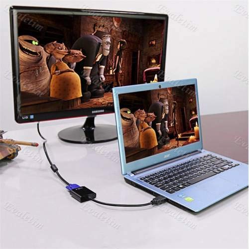 Alfais 4487 HDMI To Vga Monitör Tv Çevirici Dönüştürücü Kablosu, USB – VGA Adaptörler – MaviKutu