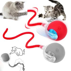 Kedi Oyuncağı Topu Kuyruklu Otomatik Yuvarlanan Top, Hareketli Kuyruk, USB Şarjlı, LED Işıklı, 3 Oyun Modu, Evcil Hayvanlar İçin Eğlenceli Oyuncak – MaviKutu