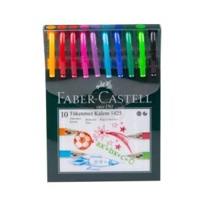 Faber-Castell Tükenmez Kalem Seti, 10 Adet, 0.7 mm Uç, Yumuşak Yazım, Ergonomik Tutuş, Renkli Karışık – MaviKutu