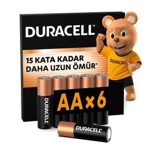 Duracell AA Alkalin Kalem Pil (6'lı paket) 1,5 V LR6/MN1500 – MaviKutu