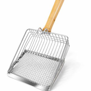 Busstier Metal Kedi Kumu Küreği Ahşap Saplı Dayanıklı Izgaralı Kedi Tuvaleti Temizleme Küreği Ergonomik Saplı Kolay Temizlik Aparatı Paslanmaz Çelik (Telli) – MaviKutu