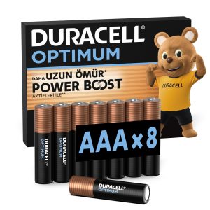 Duracell Optimum AAA İnce Kalem Pil (8’li Paket) – Alkalin Pil 1,5V – Pil Saklama Paketi – LR03 MX2400 – MaviKutu