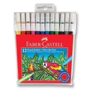 Faber-Castell Keçeli Kalem 12 Renk, Parlak Renkler, Su Bazlı Yıkanabilir Mürekkep, Çocuklar İçin Güvenli – MaviKutu