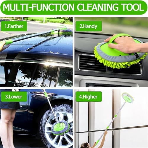 Mayaglory Alüminyum Gövdeli Teleskopik Araç Yıkama Mopu Uzayabilir Saplı Mikrofiber Mop, Yedek Bezli, Çıkarılabilir Başlık, Araba Fırçası ,Oto Fırça , Çizmez Kırılmaz (Araba Yıkama Fırcası (OtoMop)) – MaviKutu